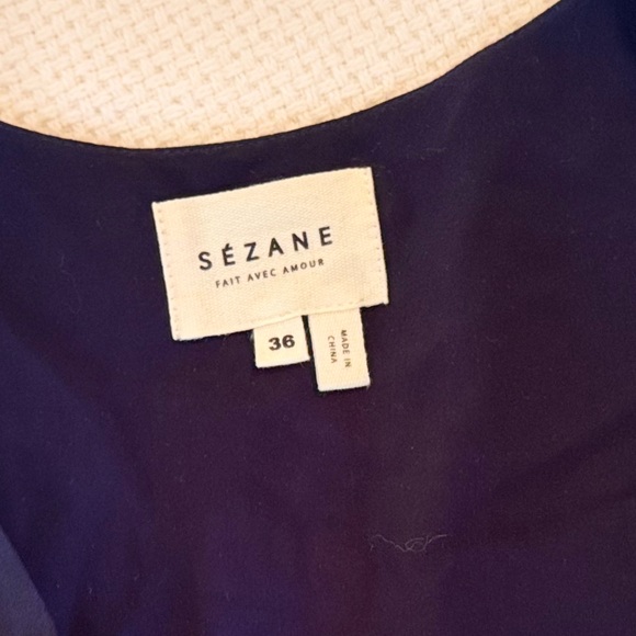 SEZANE Navy Blue Floral Wrap Midi Dress - Picture 12 of 15